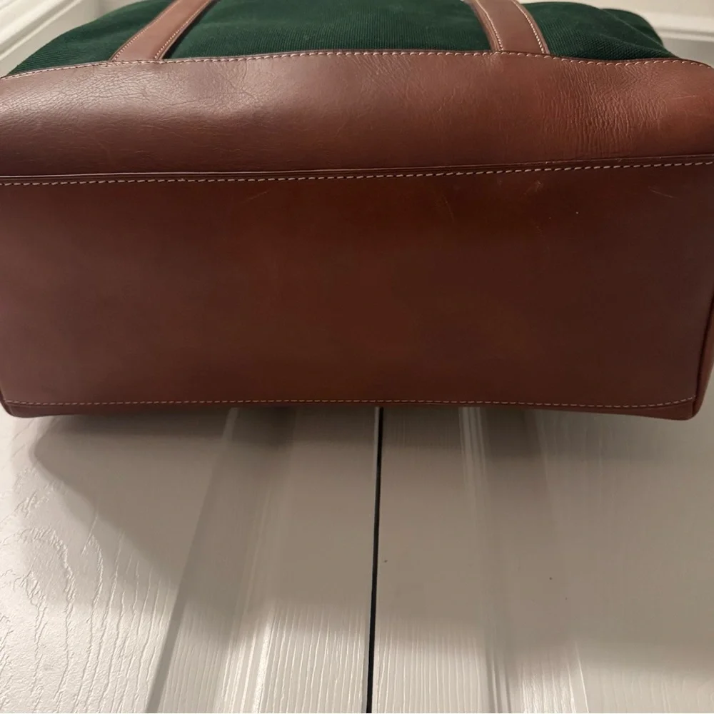 Polo by Ralph Lauren Green Canvas Tote with Brown Leather Trim - Picture 8 of 11